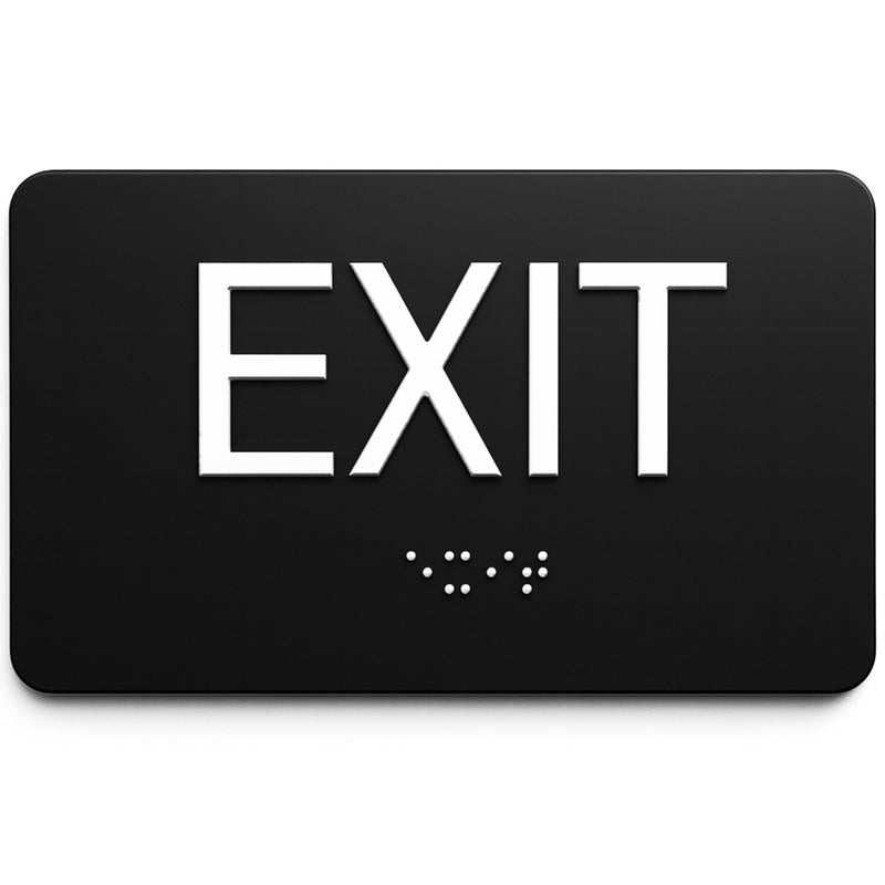 NapTags NAP TAGS - ADA Compliant Exit Sign with Braille (6" x 3" Black Sign), Indoor, Easy Installation, Made in the USA - Image 2
